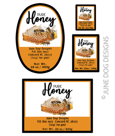 Honey Label__"Bee on Honeycomb"