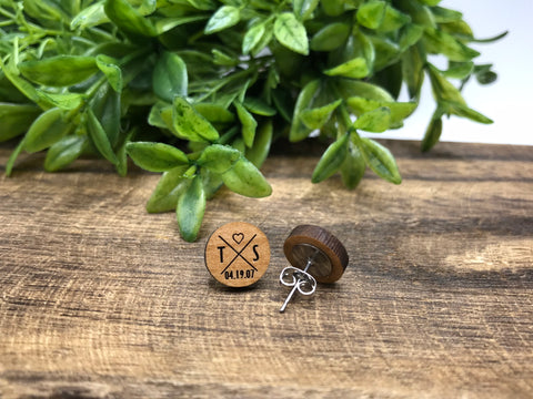 Couples Initials Stud Earrings