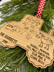 Tractor Shaped, Farm Life Family Wood Ornament