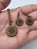 Sunflower Monogram Necklace & Earring set