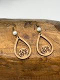 Monogram Teardrop Earring with Faux Pearl