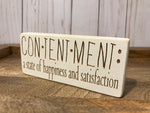 Contentment Wooden Sign