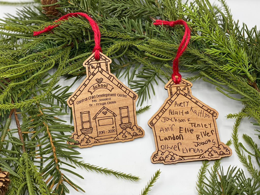 Little Red Amerian School House ABC chaulk boards Ornament by