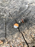 Hexagon Silver Glittery Wood Studs