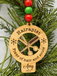 Hairapist Ornament | Personalized Wooden Ornament for your Hairstylist